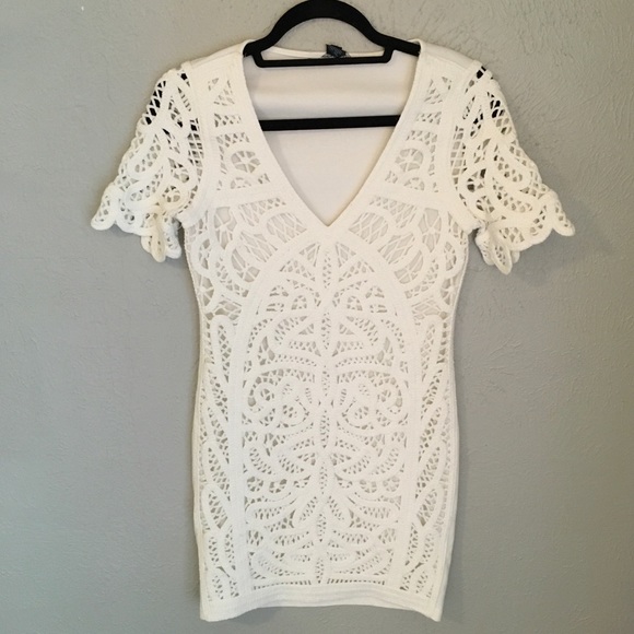French Connection Mesi Macrame Lace Jersey Dress - Picture 1 of 4